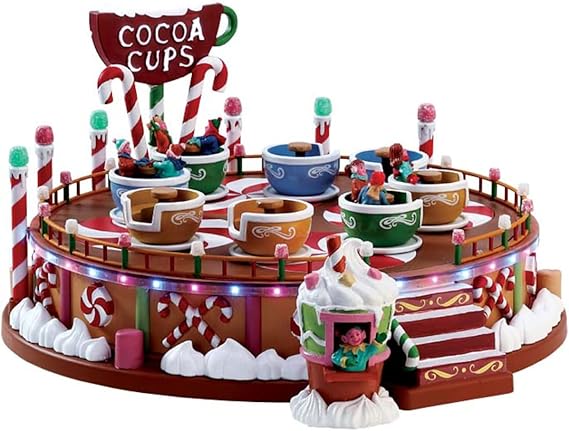 Lemax Spinning Cocoa Cups Ride, Lighted Christmas Village Accessory