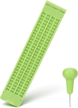 4 Lines 28 Cells Braille Writing Slate, Portable Plastic Braille Writing Slate and Braille Learning Tool Accessory with Stylus for Personal Growth