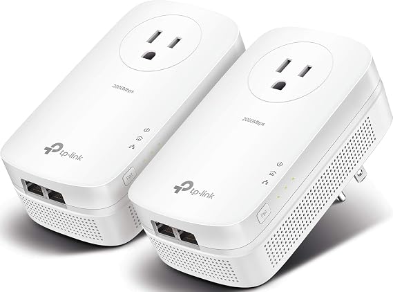 TP-Link AV2000 Powerline Ethernet Adapter, Passthrough, 2 Gigabit Ports