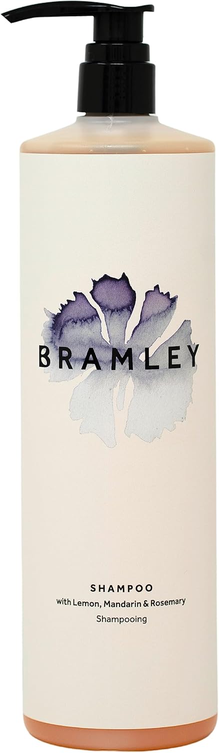 BRAMLEY Shampoo, 1 Litre | Lemon, Mandarin and Rosemary Essential Oils | Natural Hair Wash | Suphate Free | Cleanses & Softens | Vegan & Cruelty Free
