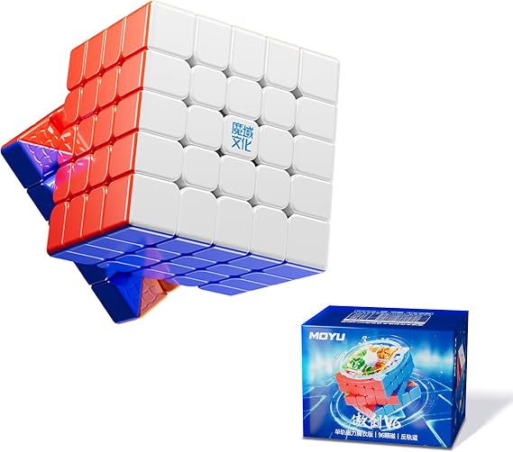 Moyu Aochuang V6 5x5 Magnetic Stickerless UV Coated Speed Cube, 5 by 5 Flagship Edition Cube, 96 Magnets, Anti-Stick Design Adjustable Elasticity Magnetic Cube (UV Coated)