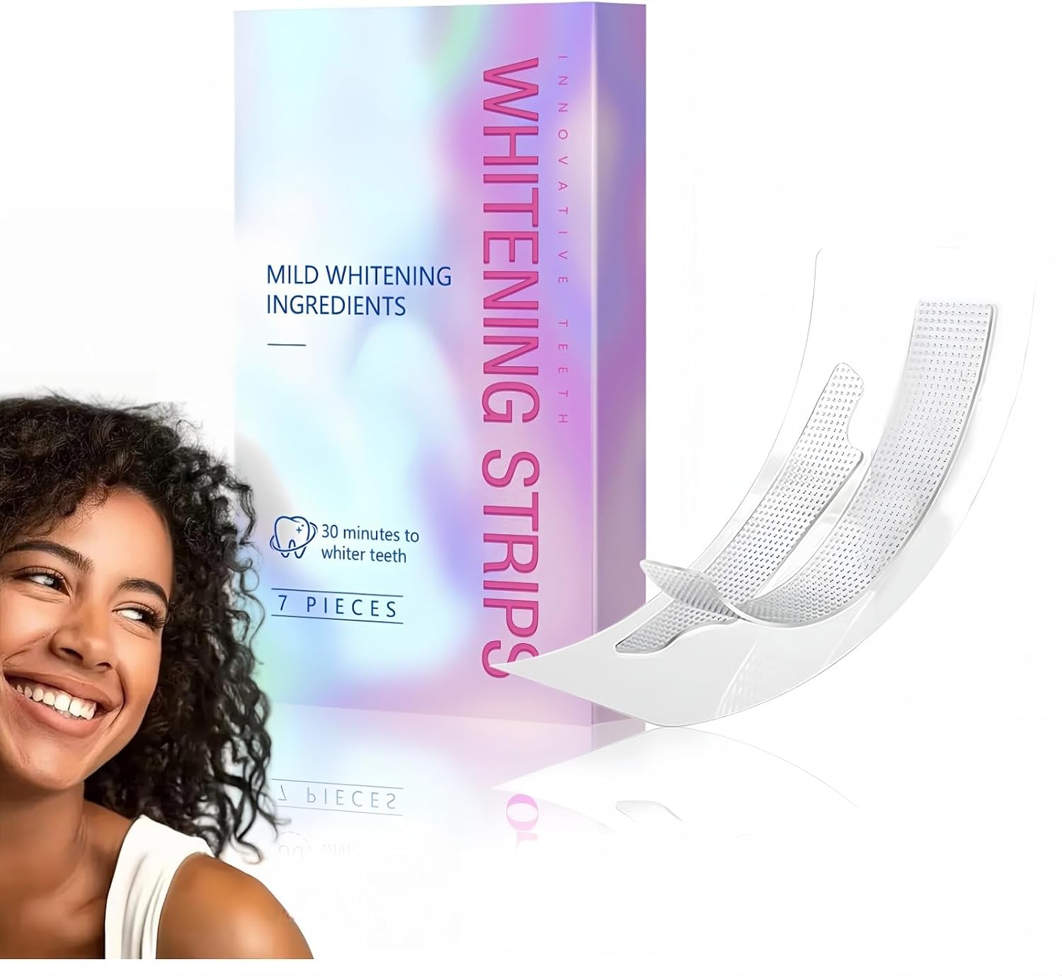 7 Pieces Gentle Teeth Brightening Strips,Bright White Teeth Whitening Strips,Teeth Stain Removal,Efficiently Reduce Tough Stains,Effective Home Use Tooth Whitening Kit,Removing Sm/oking Coffee Stain