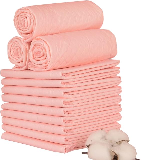 Disposable Tray Liners, 25 50 pcs Super Absorbent Training Pads, 5-Layer Leak-Proof Box Kitten Cat Litter Liners, Larger 60 x 45 cm Cat Litter Box Liners for Cat Breeze System (50 Pack Pink)