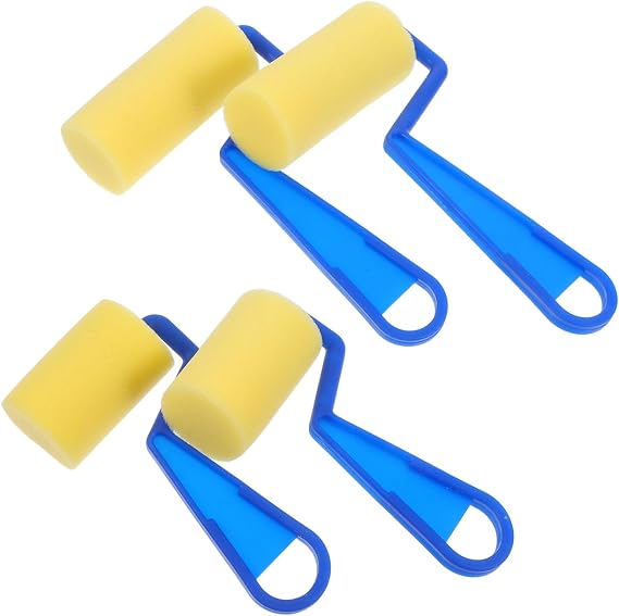 Kids Painting Sponge Brush Set 4Pcs Soft Foam Brushes 6.10X3.54X1.37In for Watercolor DIY Art Projects Early Educational Drawing and Craft Supplies