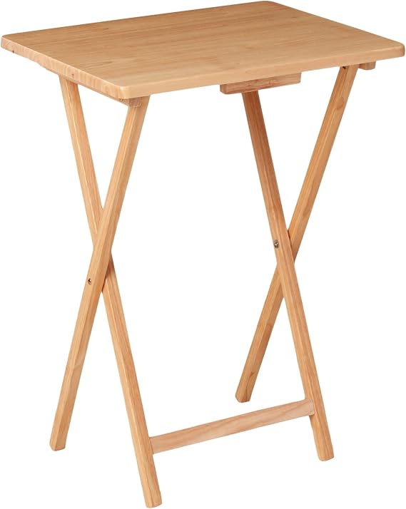Folding TV Tray Table, Rubberwood, Natural, Sturdy Stable Construction & Easy Folding Storage, Smooth Water-Resistant Surface, Multipurpose for Dining, Working & Snack Time