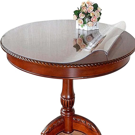 Clear Table Cover Protector Diameter23in, Dining Table Cover Heavy Duty Table Top Protector Clear Plastic Tablecloth Protector Cutting Carpet Floor Mat Conference Table Cover Mat Pad