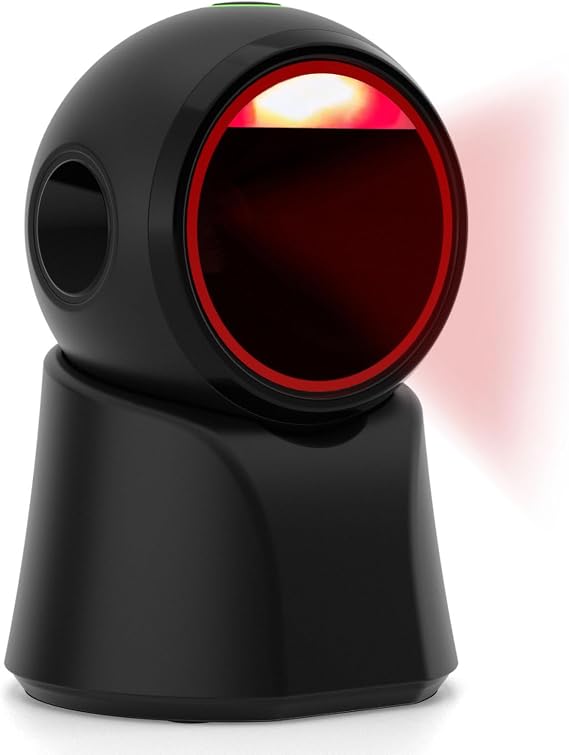 1D 2D Barcode Scanner Desktop, USB Wired Handsfree QR Scanner, Omnidirectional Bar Code Reader Support Screen Code Scanning for POS PC Supermarket Library Retail Bookstore