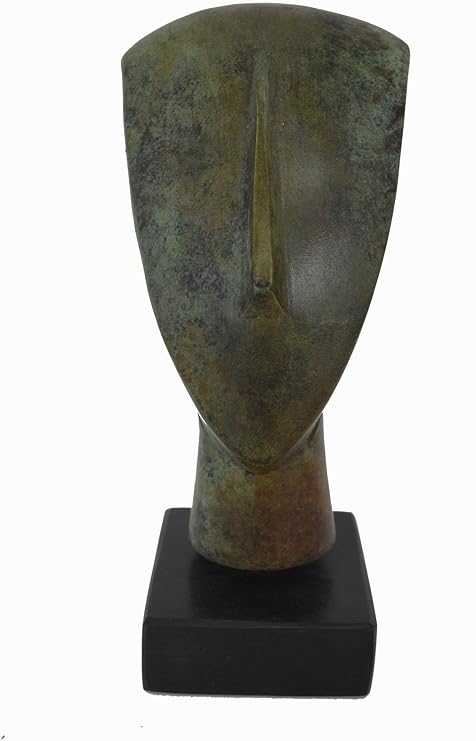 Cycladic Head Bronze marble based aged sculpture