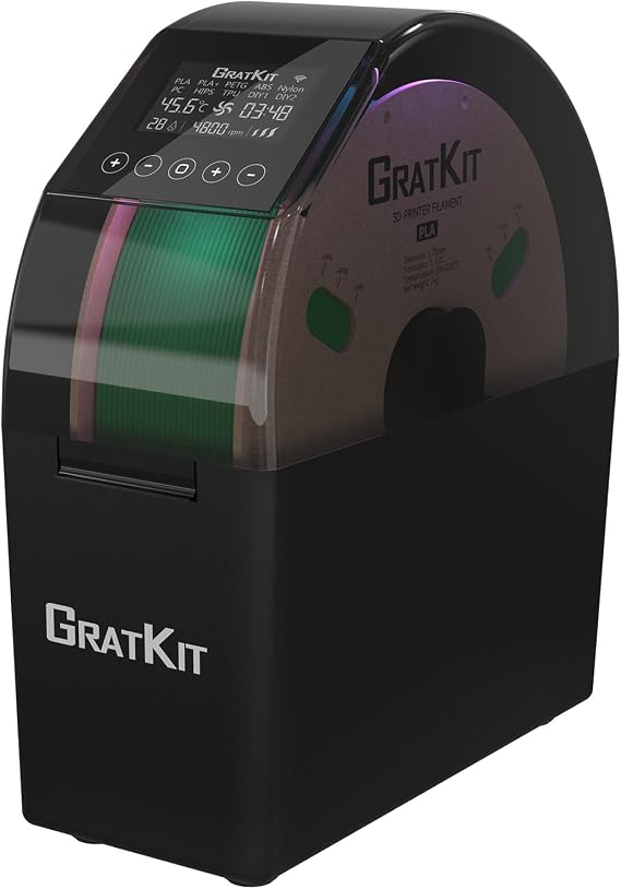 GratKit 3D Filament Dryer Box Firefly V2.0, Smart Filament Dryer, Up to 70℃ | Tuya App Controlled, 5015 Fan Included, Compatible with Most 3D Printing filaments, PLA, PLA+, PETG, TPU, ABS, Nylon
