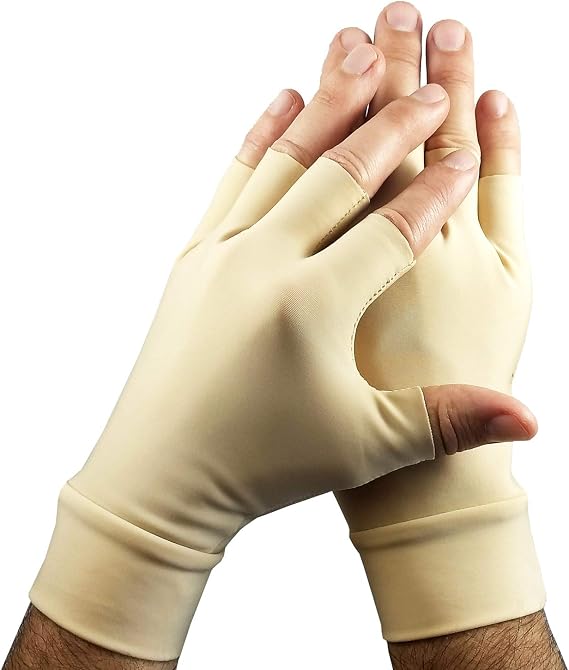 Light Skin Tone Tattoo Cover Up Fingerless Gloves - Hide Hand Tattoos at Work (sold as a pair)