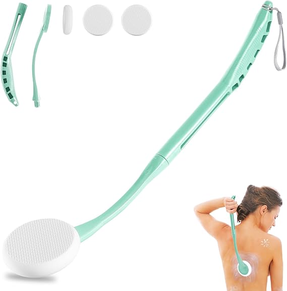 Lotion Applicator for Back, 20.5 Back Lotion Applicator, Back Lotion Applicators for Your Back, Easy Reach and Washable, Back Self Tanner Applicator(Cyan)