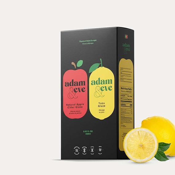 Adam&Eve Premium Glaze Duo Pack, Natural Apple & Yuzu Citrus, 8.45 fl oz Each, European Gourmet Sauce Set