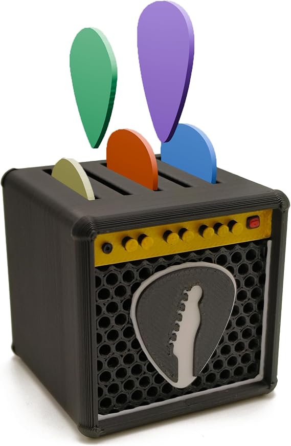 Guitar Pick Display Holder Unique Retro Guitar Amp Model Guitar Picks Holder Pick Organizer & Display Case Gift for Music Enthusiasts and Guitar Players, Black
