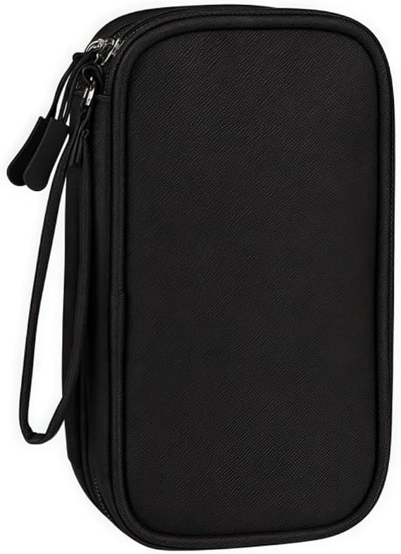 Electronics Accessories Organiser Bag,Travel Electronics Organizer,Double-Layer Cable Organiser Bag,External Hard Drive Case(Black)