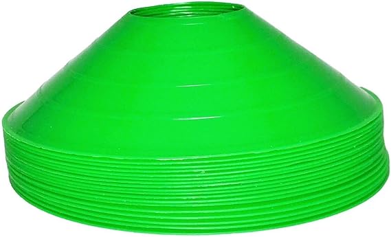 BlueDot Trading Sport Disc Cones in High Visibility Colors for Agility Training, Soccer, Football, Field Cone Markers for Adults or Kids, (30-Pack), Green