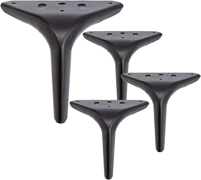 KJFB Set of 4 Furniture Legs,Modern Metal Triangle Furniture Sofa Feet DIY Replacement Leg for Table Cabinet Cupboard Sofa,High 4.8 6 Color : Black, Size : 4.8inch12cm