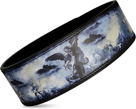 Saint Kaizen Crusader Cross Lever Belt for Weightlifting, Powerlifting, and Bodybuilding, 10mm Thick Leather with Steel Lever Buckle, Sleek Christian-Inspired Design