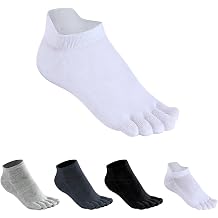 Men's Cotton Toe Socks Five Finger Socks Low Cut Athletic Socks for Running 4 Pairs 4 Color