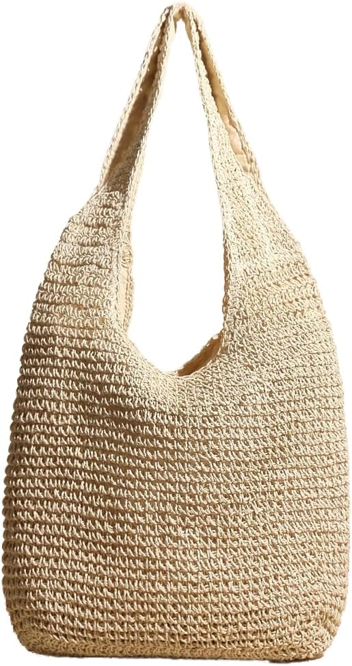 Straw Hobo Bag for Women Tote Bag Summer Vacation Beach Handbags Woven Straw Bag Travel Shoulder Handbags