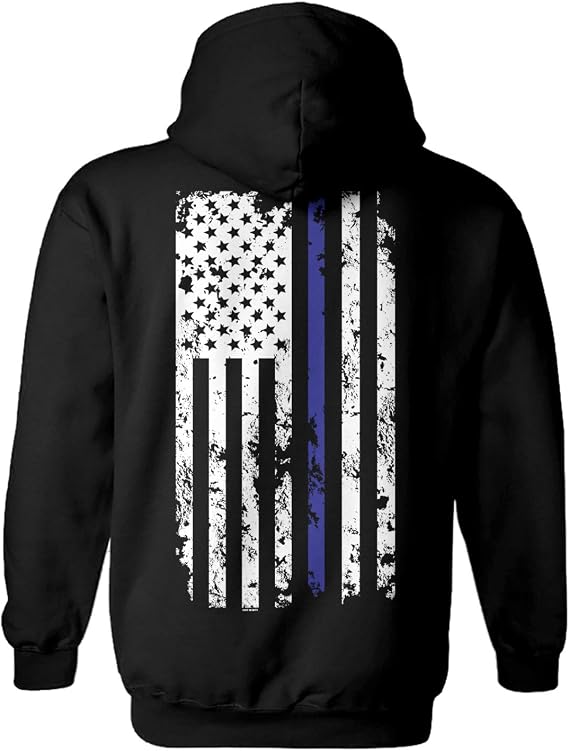 Haase Unlimited Blue Line American Flag - Police Support Unisex Hoodie Sweatshirt