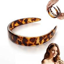Thick Tortoise Shell Headband, Wide Tortoise Shell Headband with Teeth for Women, Acetate Leopard Plastic Hair Band,No Slip Wide Acetate Resin Hair Bands for Daily Wear, Work & Makeup Application