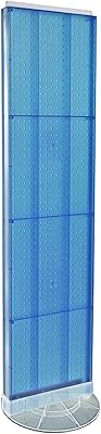 Azar Displays 700440-BLU, TWO-SIDED PEGBOARD FLOOR DISPLAY NON- REVOLVING ROUND STUDIO BASE. PANEL SIZE: 16 W X 60 H, Blue