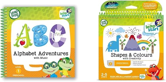 LeapFrog 460603 Alphabet Adventures Activity Book 3D, Multicoloured & 460503 Shapes and Colours Activity Book 3D, Multicoloured, 80 x 20 x 84 millimeters