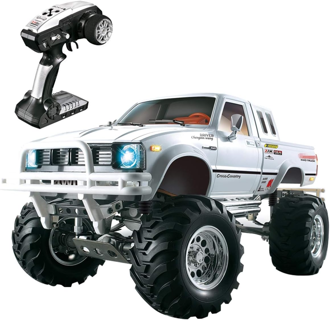 HG Rally RC Car 110 2.4G 4WD Pickup Truck, 3 Speed Radio Control Metal 4x4 Truck Rock Crawler White
