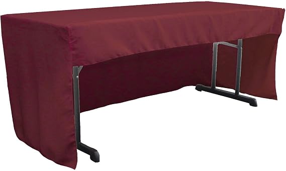 LA Linen Open Back Polyester Poplin Fitted Tablecloth for Classroom Tables, 72 by 30 by 30-inch, Burgundy