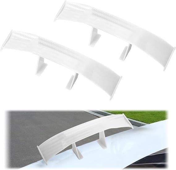 2Pcs Car Mini Spoiler Wing,Carbon Fiber Car Spoilers,6.7 Inch Mini Spoiler Lip,Front & Rear Spoilers,Auto Rear Spoiler Wing Auto Exterior Decoration,Modified Accessories (White)