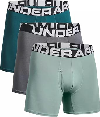 Under Armour Mens Charged Cotton 6 Boxerjock 3-Pack - 1363617-716 - Tourmaline TealFresco GreenPitch Gray - 3XL