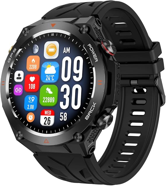 V1024 GPS Outdoor Tank2, Bt Call, Spor Sağlık, 1 ATM Profesyonel Akıllı Saat (SİYAH)