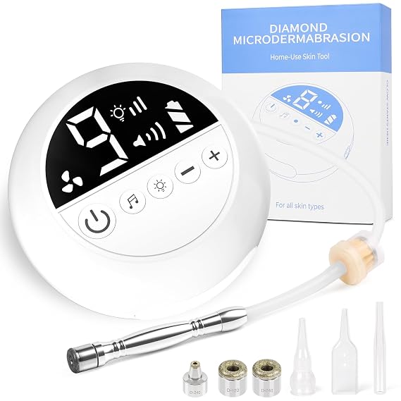 Diamond Micro-dermabrasion Machine, 2 in 1 Dermabrasion Facial Machine for Exfoliation & Blackhead Removal, Home Use Facial Skin Care Device