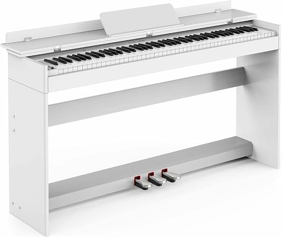 LAGRIMA LAG-900 88 Key Digital Piano Full Size Electric Keyboard w/Music Stand+Power Adapter+3-Pedal Board+Instruction Book+Headphone Jack for Beginner/Adults, White (Piano Only)