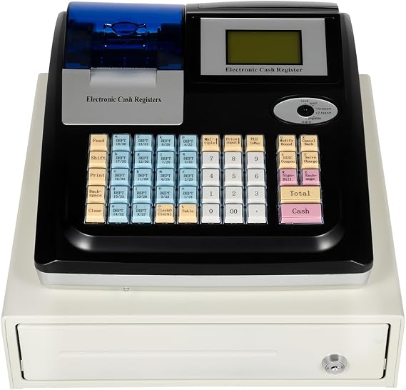 Square Pos Terminal Cash Register, Quick Load Thermal Printer, Compact Size, Cash and Coin Drawer,48 Keys,Cash Register for Small Businesses