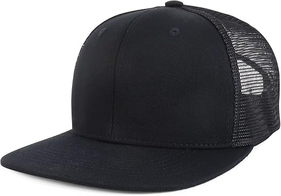 Trendy Apparel Shop Plain Solid Cotton Mesh Flatbill Snapback Cap