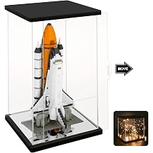 NONEMEY Clear Acrylic Display Case with of Lights, Dustproof Diecast Model Show Box,Countertop Box Cube Organizer Stand Dustproof Protection Showcase for Collectibles (6x6x10inch；15x15x25cm)
