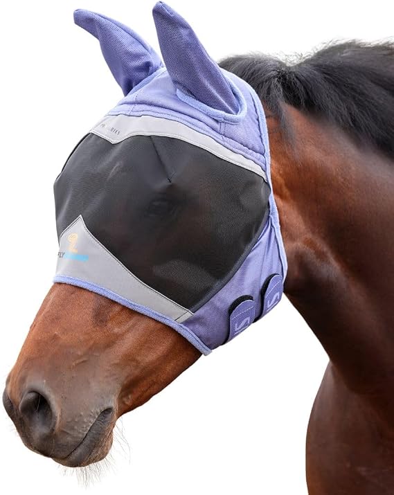 Shires FlyGuard Pro Fine Mesh Fly Mask with UV Protection Sky/Extra Extra Full/Ears