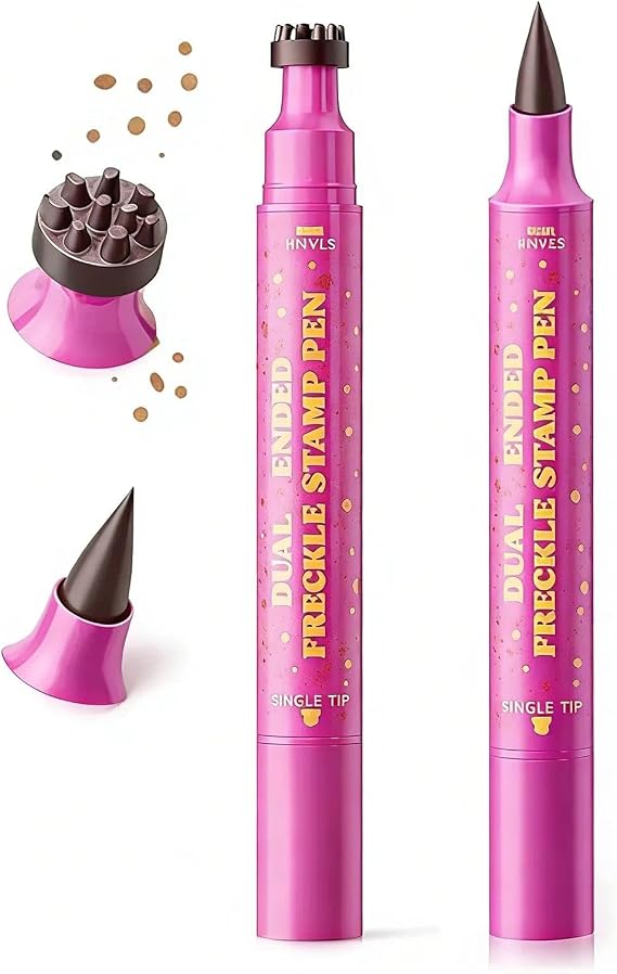2 in 1 Freckle Pen | Natural Waterproof Faux Freckles Makeup Tool, Dual End Design for Sun Kissed Look | Suitable For Quick Makeup ApplicationLight Brown Shade