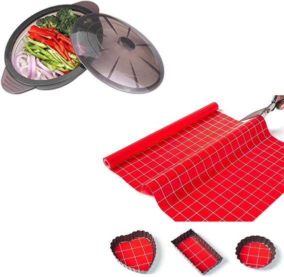 Silicone Baking Mat Roll 16IN*5FT Free Cutting and Microwave Steamer Cooker