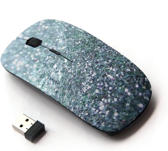 [ Optical 2.4G Wireless Mouse ] Glitter Silver Sparkling Bling Platinum