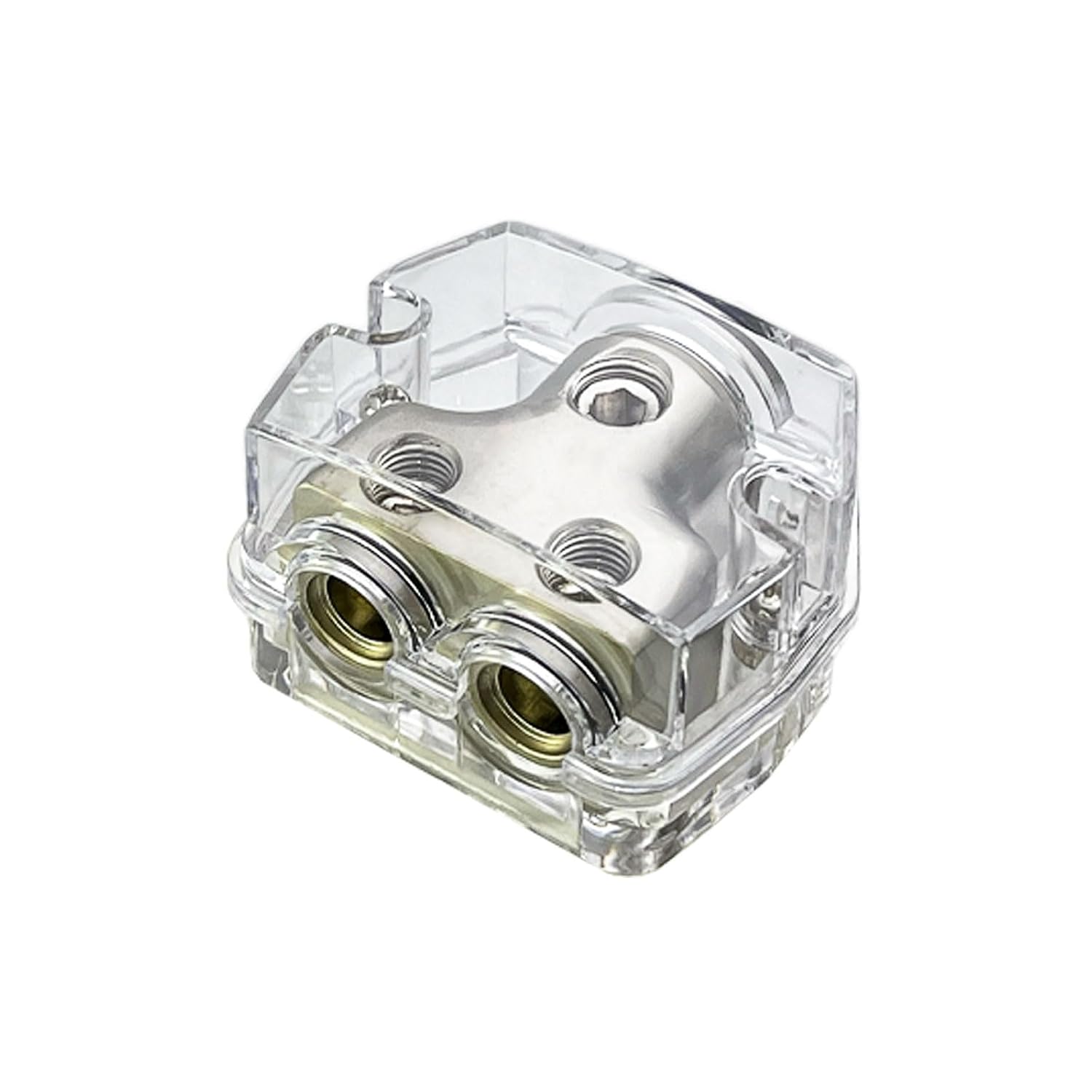 2 Way Power Distribution Block, Connecting Block 0/2/4 Gauge in 4/8/10 Gauge Out, Car Audio Stereo Amp Distribution Connecting Block for Car Audio Splitter