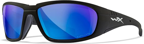 Wiley X WX Boss Captivate Polarized Sunglasses, Safety Glasses for Men and Women, UV Eye Protection