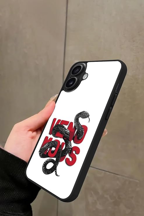 iPhone 16 Plus Uyumlu Veno Mous Tasarımlı Glossy Premium Kılıf, Beyaz