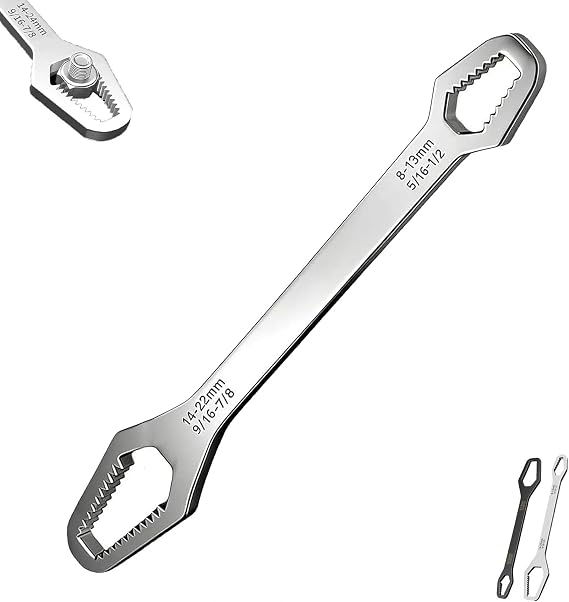 Double-Ended Wrench Universal Double Ended Wrench,8-22mm Universal,Double End Star Self-Tightening Glasses Spanner Multi-Purpose Hand Tool for Repair and Maintenance (A)