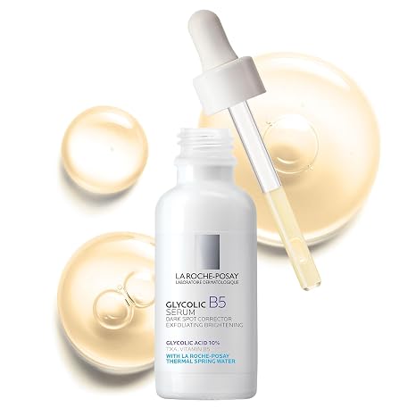 La Roche-Posay Glycolic Acid Dark Spot Serum with Vitamin B5, 1oz | Tranexamic acid and kojic acid skin tone corrector that helps reduce discoloration, brighten skin, and even skin tone.