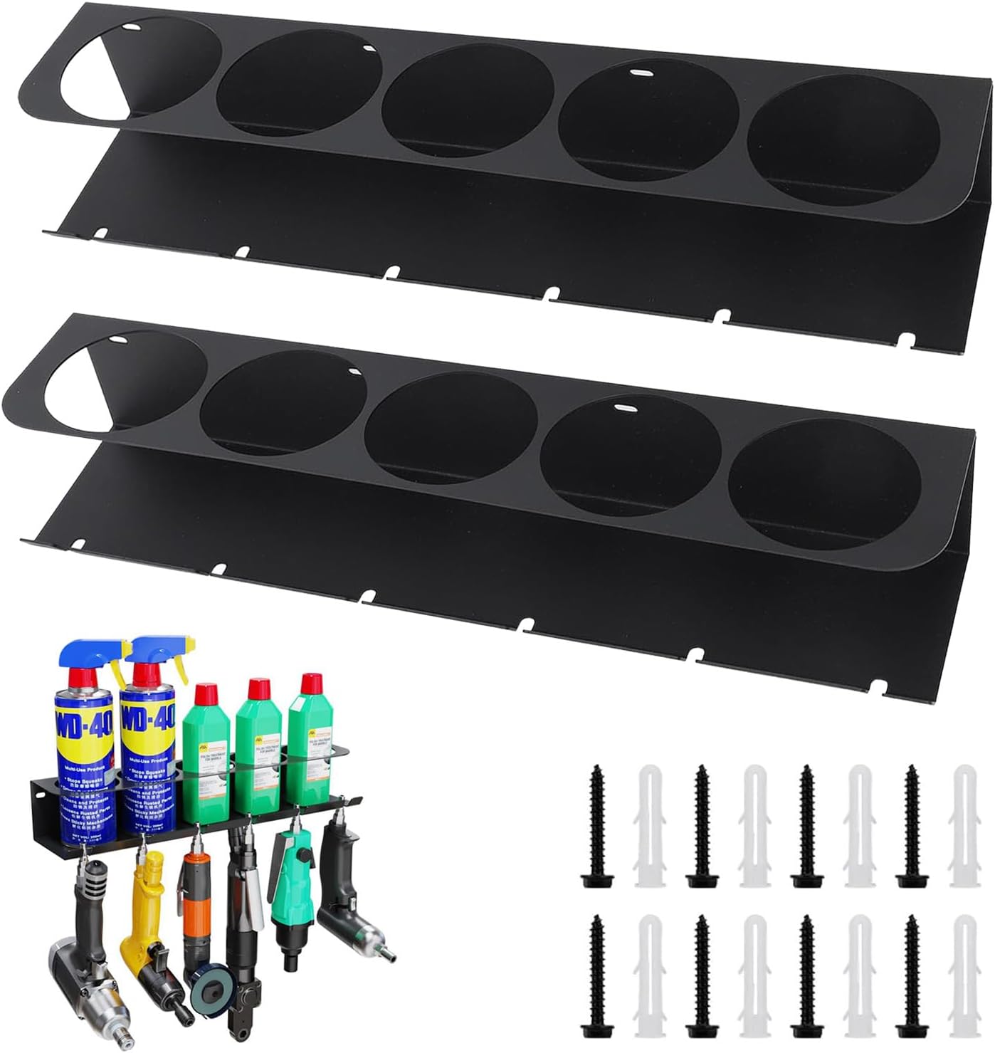 Can Holder, Pack of 2 Spray Bottle Rack, Can Holder, Wall Shelf, Storage Shelf, Spray Can Holder, Workshop Holder for Spray Cans Spray Can Holder, 5 Slots for Garage, Shop, Home