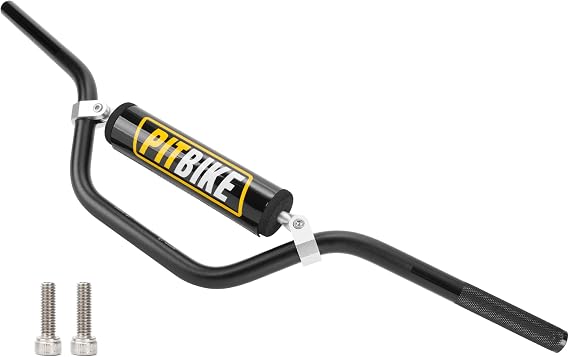 Universal 7/8" 22mm Dirt Pit Bike Handlebars with Crossbar, Foam Pad-Black | for Motocross CRF YZF KXF KLX RMZ DRZ ATV Quad, 5mmThick Walls, Knurled Left End for Non-Slip Grip, 5-Level Adjustable Length