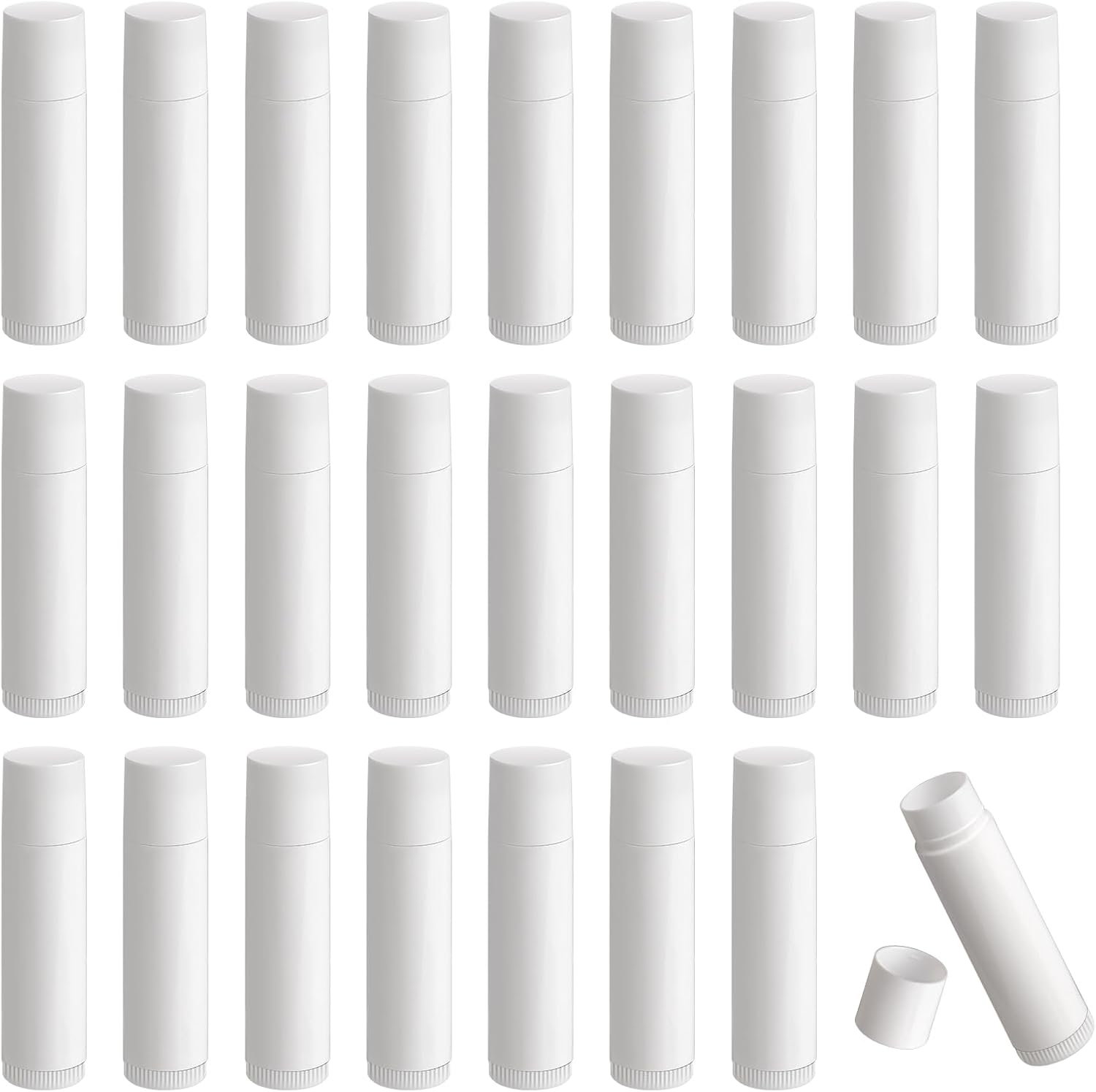 Empty Lipstick Sleeves, Pack of 25 Lipstick Tubes, Plastic Empty Lip Balm Refillable with Cap for DIY Homemade Lip Balms White, 5 g