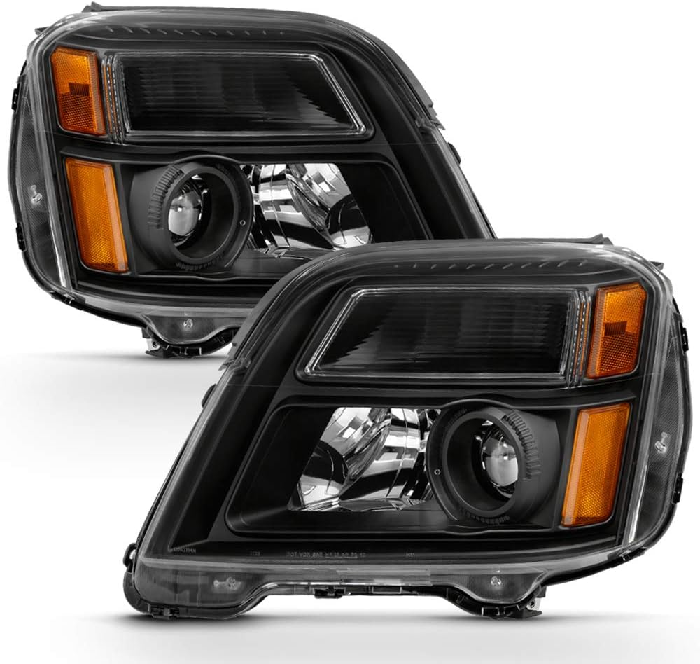 ACANII - For 2010-2015 GMC Terrain Black Housing Headlights Headlamps Assembly Replacement Front Driver & Passenger Side